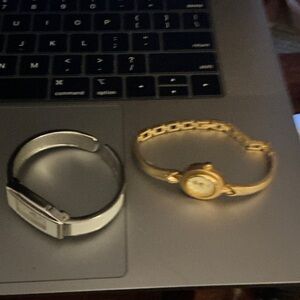 Gold Women's Bracelet Watch and Silver Fitness Tracker - Gold & Silver